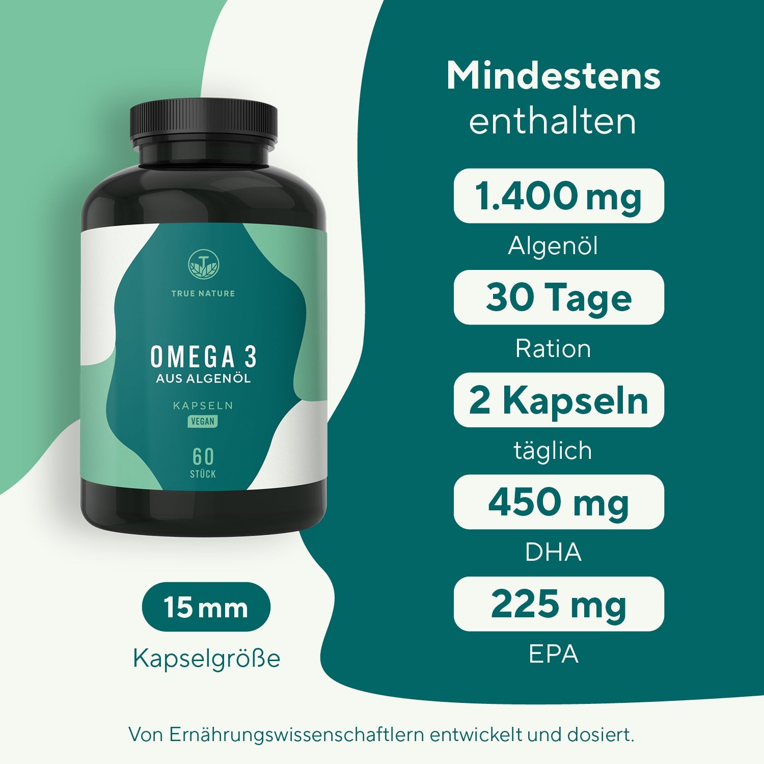 Omega 3 Kapseln - Vegan aus Algenöl Vitamine & Nahrungsergänzungsmittel True Nature